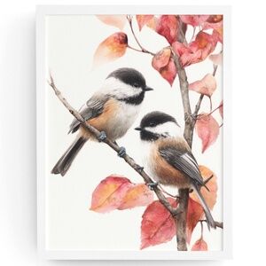 Watercolor Chickadee Bird Portrait Wall Art Print, Unframed - Charming Nature